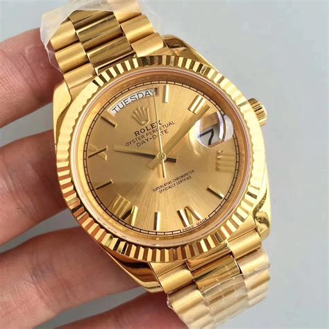 fake gold rolex watch day date|best rolex day date homage.